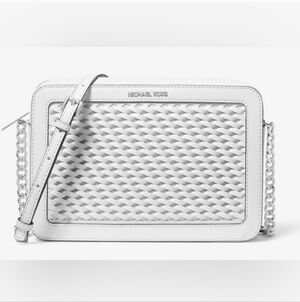 Michael Kors Large Woven Crossbody bag Optic White NWT